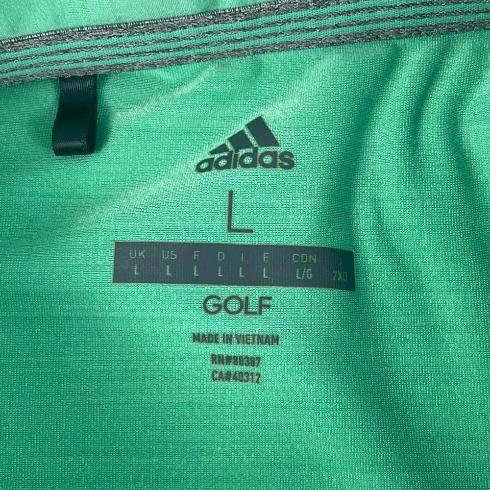 Adidas Men L Mint Green Gray Golf Polo Shirt Colorblock Performance Logo